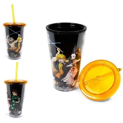 Surreal Entertainment Demon Slayer Acrylic Carnival Cup with Lid and Straw | Holds 16 Ounces