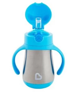 Munchkin Cool Cat Stainless Steel Straw Cup - 8oz Blue