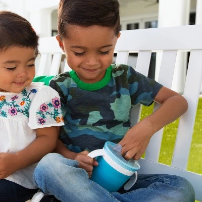 Munchkin SnackCatch & Sip 2-in-1 Snack Catcher and Spill Proof Cup - 2pk Blue - Image 2