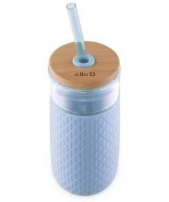 Ello Devon 18oz Glass Tumbler with Lid Purple