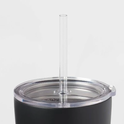 Room Essentials 25oz Double Walled Stainless Steel Vacuum Tumbler with Silicone Lid & Straw White - Image 2