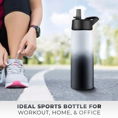 OSTO Stainless Steel Sports Water Bottle; 26 Oz. Triple Insulated Water Bottle Hot ‘n Cold Including 3 Leakproof Lids