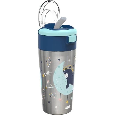 Zak Designs Double Wall Stainless Steel Straw Bottle - Moon Bear - 12oz - Image 3