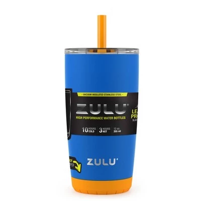 Zulu Tempo 12oz Stainless Steel Kids Tumbler with Straw Blue