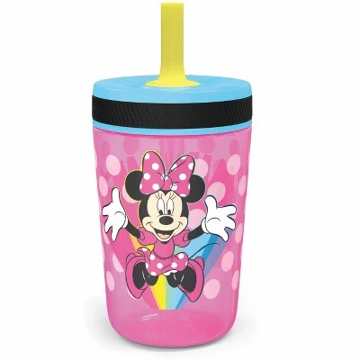Zak Designs Disney 15 ounce Plastic Tumbler with Lid and Straw, Minnie Mouse, 2-piece set - Image 2