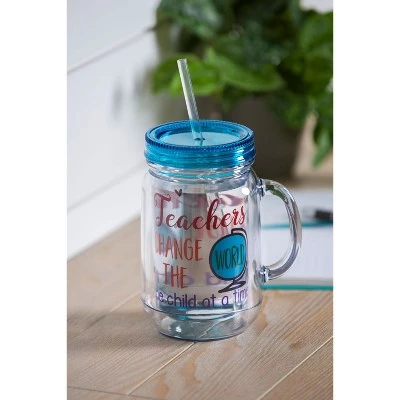 Evergreen Big Heart, Double Wall Mason Jar w/straw, 20 oz.