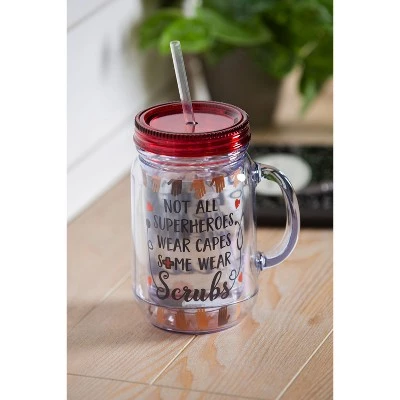 Evergreen Big Heart, Double Wall Mason Jar w/straw, 20 oz. - Image 2