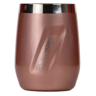 EcoVessel PORT 10oz Insulated Stainless Steel Stemless Wine Glass / Whiskey / Cocktail Tumbler Rose Gold - Image 6