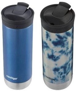 Contigo Huron 2.0 Stainless Steel Travel Mug with SNAPSEAL Lid 2-Pack Blue Corn/acid Wash