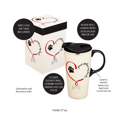 Evergreen Paw Prints Dog Ceramic Travel Coffee Mug, 17 ounces - Image 3