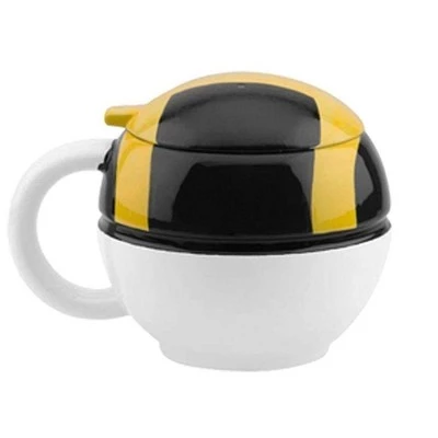 Just Funky Pokemon GO Ultra Ball 16oz Ceramic Molded Coffee Mug w/ Lid