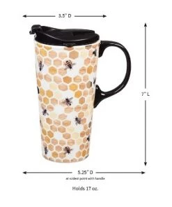 Evergreen Ceramic Travel Cup w/box, 17 OZ., Happy to bee home