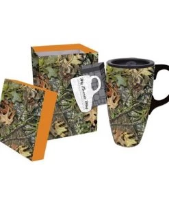 Evergreen Mossy Oak Ceramic Latte 17oz.. Travel Coffee Cup W/Gift Box