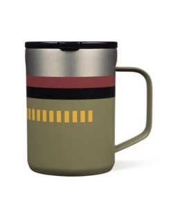 Corkcicle Disney Star Wars 16 Ounce Coffee Mug Triple Insulated Stainless Steel Cup with Clear Lid and Silicone Bottom for Hot Drinks, Boba Fett