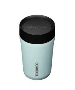 Corkcicle Commuter Cup 9 Ounce Insulated Stainless Steel Spill Proof Travel Coffee Mug with Sip Lid for Hot and Cold Drinks, Gloss Powder Blue