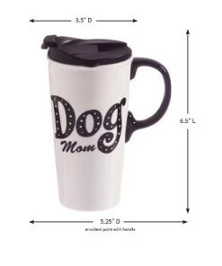 Evergreen Ceramic Travel Cup w/Box, 17 oz., Dog Mom