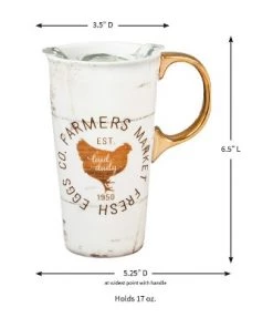 Evergreen Ceramic Travel Cup w/box and Triton Lid, 17 OZ., Farmers Market