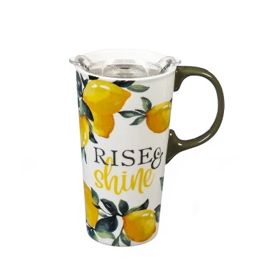 Evergreen Flag Ceramic Travel Cup, 17 OZ. ,w/box and Tritan Lid, Lemon Drop Collection - Image 6