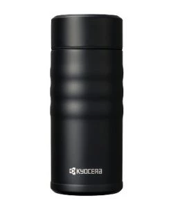 Kyocera Jet Black Stainless Steel 12 Ounce Twist Top Insulated Travel Mug