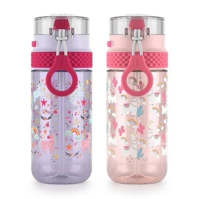 Ello 16oz 2pk Plastic Stratus Kids' Water Bottles Gray/blue - Image 2