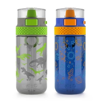 Ello 16oz 2pk Plastic Stratus Kids' Water Bottles Gray/blue - Image 4