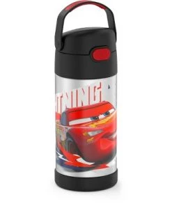 Thermos 12oz FUNtainer Water Bottle with Bail Handle - Black Cars