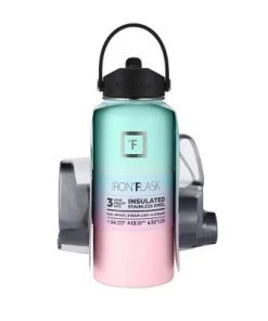 IRON FLASK 32oz Wide Mouth Sports Water Bottle - 3 Lids, Leak Proof, Double Walled Vacuum Insulated Bubble Gum