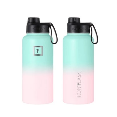 IRON FLASK 32oz Wide Mouth Sports Water Bottle - 3 Lids, Leak Proof, Double Walled Vacuum Insulated Bubble Gum - Image 2