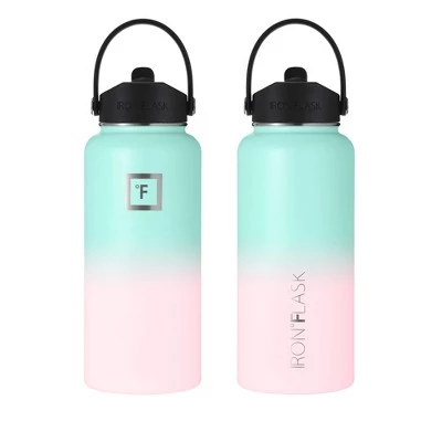 IRON FLASK 32oz Wide Mouth Sports Water Bottle - 3 Lids, Leak Proof, Double Walled Vacuum Insulated Bubble Gum - Image 4