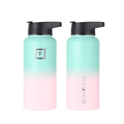 IRON FLASK 32oz Wide Mouth Sports Water Bottle - 3 Lids, Leak Proof, Double Walled Vacuum Insulated Bubble Gum - Image 5