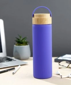 JoyJolt Glass Water Bottle with Carry Strap & Non Slip Silicone Sleeve - 20 oz - Purple