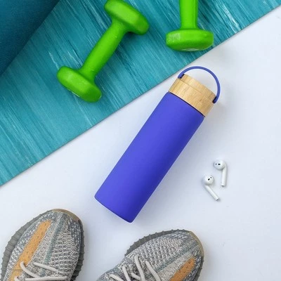 JoyJolt Glass Water Bottle with Carry Strap & Non Slip Silicone Sleeve - 20 oz - Purple - Image 3