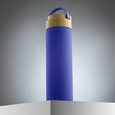 JoyJolt Glass Water Bottle with Carry Strap & Non Slip Silicone Sleeve - 20 oz - Purple - Image 5