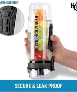 Hydration Nation Portable Water Bottle with Fruit Infuser for Healthy & Delicious Hydration