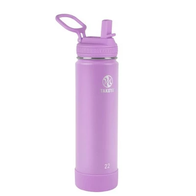 Takeya 22oz Actives Insulated Stainless Steel Water Bottle with Straw Lid Blush - Image 6