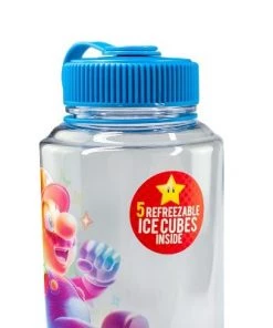 Just Funky Super Mario Bros 6-Inch Plastic Water Bottle | Super Star Ice Cubes