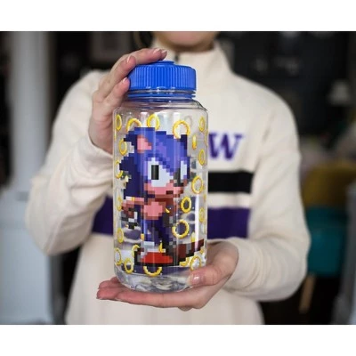 Just Funky Sonic The Hedgehog Gold Rings Plastic Water Bottle | Holds 32 Ounces - Image 2