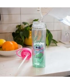 Disney Silver Buffalo Lilo & Stitch "Aloha" Double Wall Tritan Water Bottle | Holds 18 Ounces