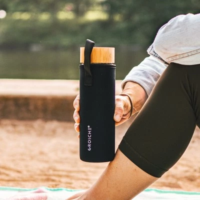 GROSCHE COPENHAGEN Double Walled Glass Tea Infuser Water Bottle, Insulated Bottle with Protective Sleeve, 14.3 fl oz. Capacity - Image 6