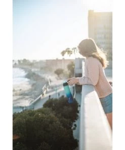 EcoVessel 24oz Insulated Stainless Steel Water Bottle with Dual Opening Lid - Blue Ombre