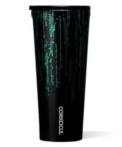 Corkcicle 24 Ounce The Matrix Binary Code Tumbler Stainless Steel Triple Insulated Water Bottle with Sliding Shatter Proof Lid and Slip Proof Bottom