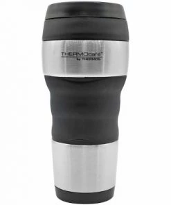 Thermos 16 oz. ThermoCafe Stainless Steel Tumbler w/ Grip- Stainless Steel/Black