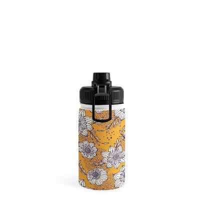 Avenie Dahlia Lineart Orange Water Bottle - Society6 - Image 2