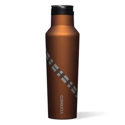 Corkcicle Star Wars 20 Ounce Sport Canteen Triple Insulated Stainless Steel Water Bottle with Straw Cap and Folding Metal Handle, Chewbacca