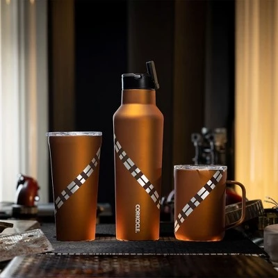 Corkcicle Star Wars 20 Ounce Sport Canteen Triple Insulated Stainless Steel Water Bottle with Straw Cap and Folding Metal Handle, Chewbacca - Image 4