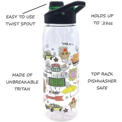 Silver Buffalo Friends Icons 28-Ounce Plastic Water Bottle w/ Screw Lid - Image 3