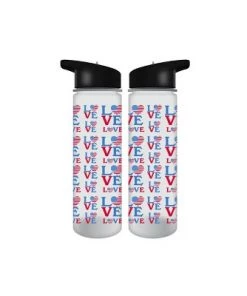 USA Americana Patriotic Love 24 Oz Plastic Water Bottle