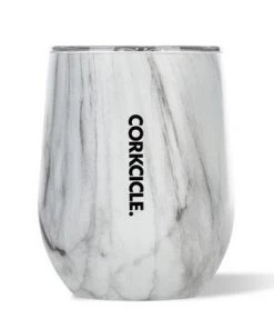 Corkcicle Luxe Collection 12 Oz Triple Insulated Stainless Steel Stemless Travel Cup with Lid & Silicone Bottom for Hot and Cold Drinks, Snowdrift