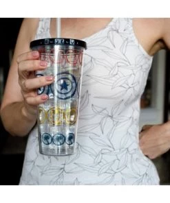 Se7en20 Marvel Icons 16oz Plastic Carnival Cup with Lid and Straw