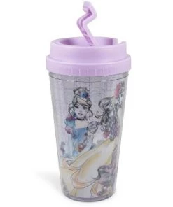 Silver Buffalo Disney Princesses Double-Walled Plastic Tumbler With Lid | Holds 16 Ounces